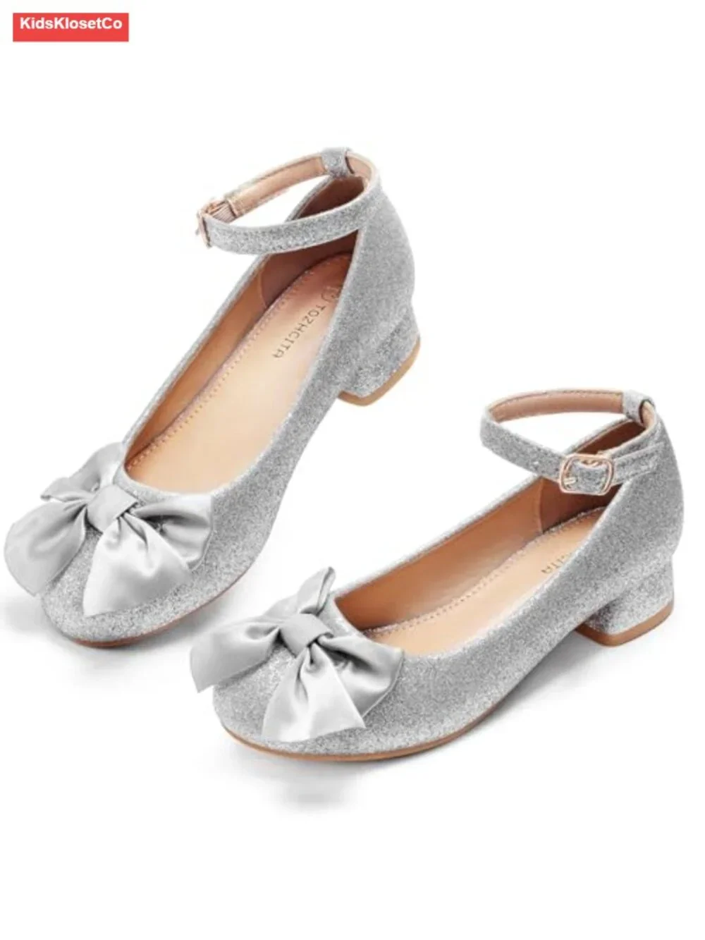 Girls Low Heels Princess Dress Up Shoes, Toddler Mary Jane Flats for Wedding